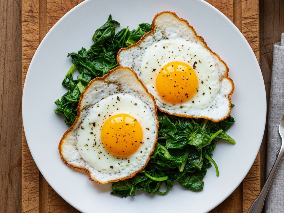Fried Eggs with Greens