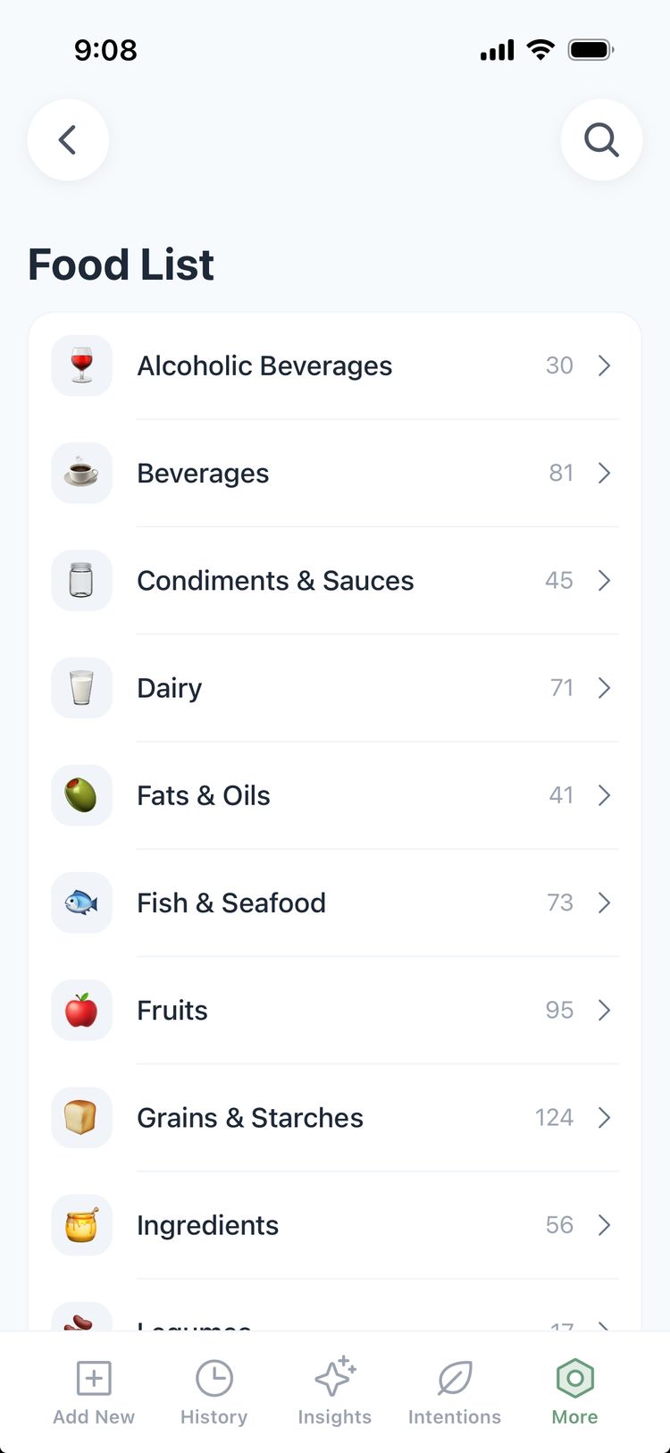Food list with 1000+ foods rated by histamine level
